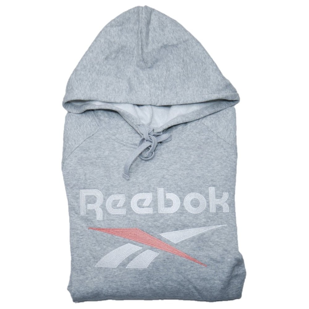 Reebok Vector Crossfit Fleece Hoodie Sweatshirt Womens Size L Gray Pink Metcon - Picture 7 of 7